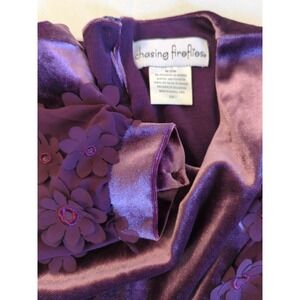 Chasing Fireflies Purple Velvet Girls Party Dress SZ 7 Flower Petals Sweetness